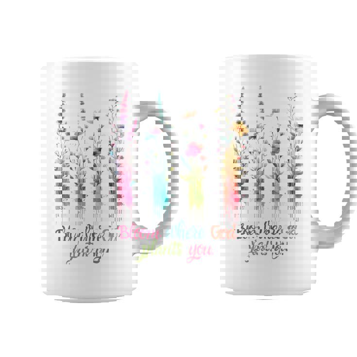 Christian Wildflowers Brushstroke Bloom Where God Plants You Coffee Mug