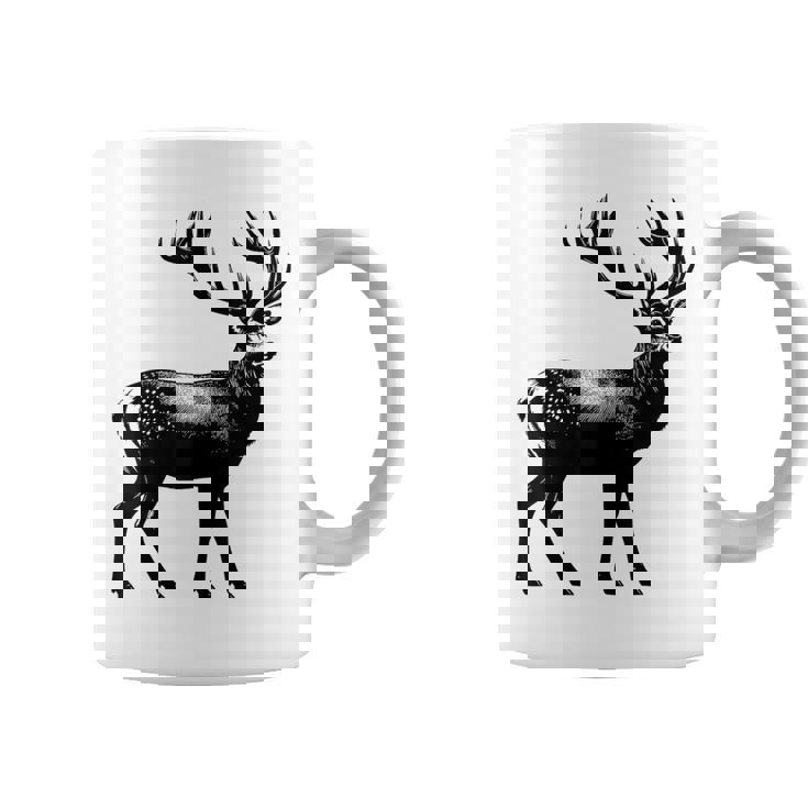 Deer Dad Mom Lover モノクロ 鹿 コーヒーマグ