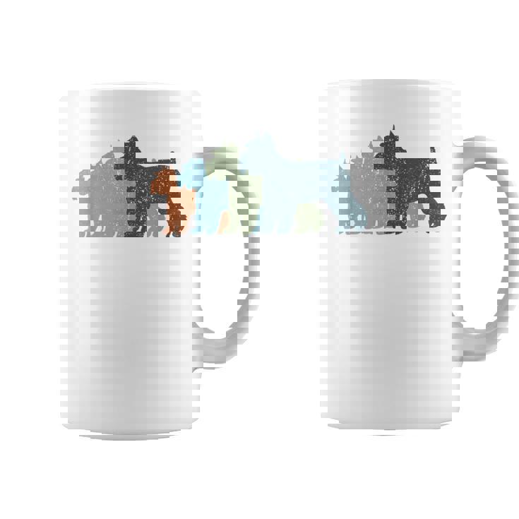 Dog Mom & Dad シルエット ヴィンテージ シュナウザー コーヒーマグ