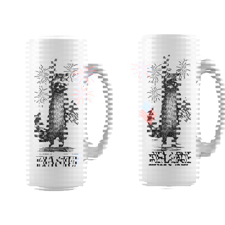 Feral And Free Raccoon Raccoon 4Th Of July Usa Flag Coffee Mug