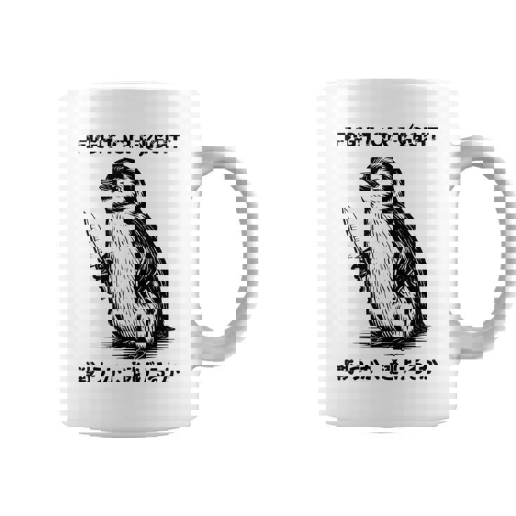 Fight Or Flight Meme Penguin With Knife Coffee Mug