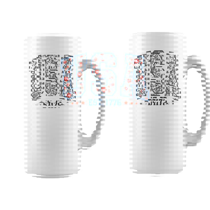 Floral Usa Retro America 4Th Of July Patriotic Girly Coffee Mug