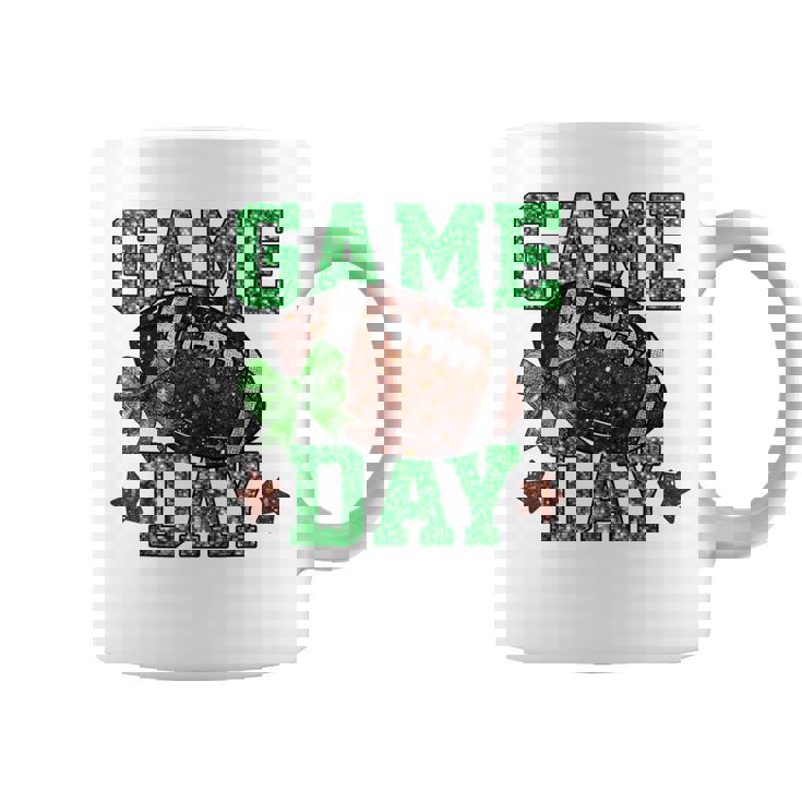 Game Day Touchdown Football Mom Girls Go Cheer Green Coffee Mug