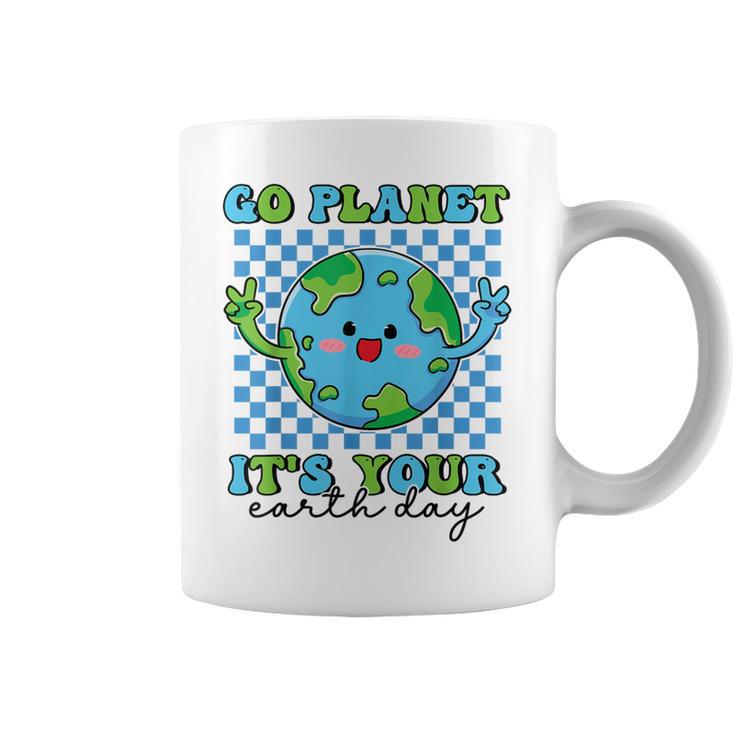 Go Planet It's Your Earth Day Groovy Planet Earth Coffee Mug