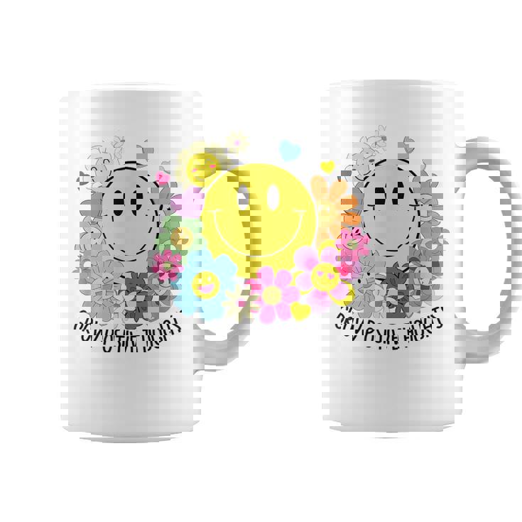 Grow Positive Thoughts イエロー スマイルフェイス 花 キッズ 女の子 コーヒーマグ