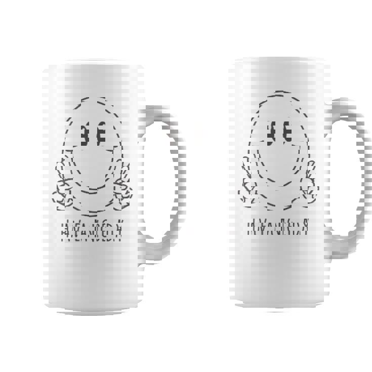 Have A Nice Day 70年代 かわいい ハッピーピース ハンドサイン スマイルフェイス コーヒーマグ