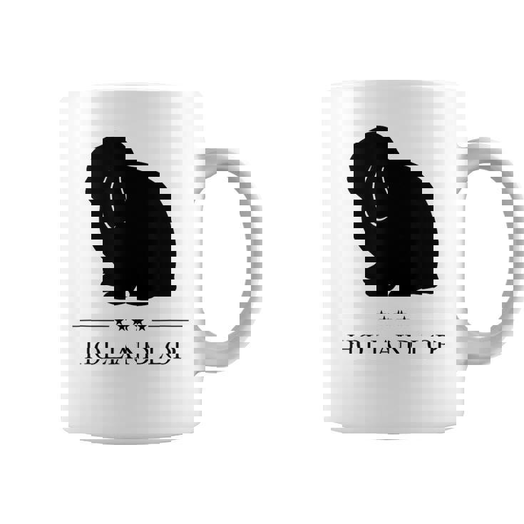 Holland Lop Rabbitブラックシルエット コーヒーマグ