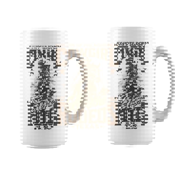 Hoofbeatのリズム カウガール 馬 ロデオ テキサスホース コーヒーマグ