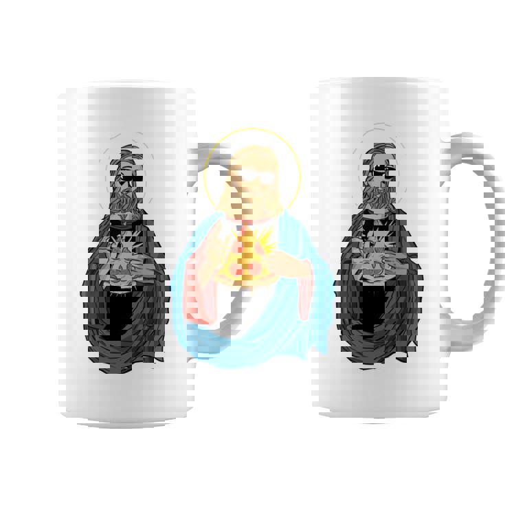 Jesus Holding A Pizza 長袖tシャツ コーヒーマグ