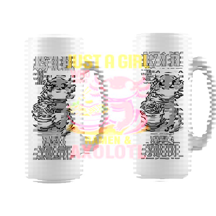 Just A Girl Who Loves Ramen And Axolotl Pink Kawaii Axolotl コーヒーマグ