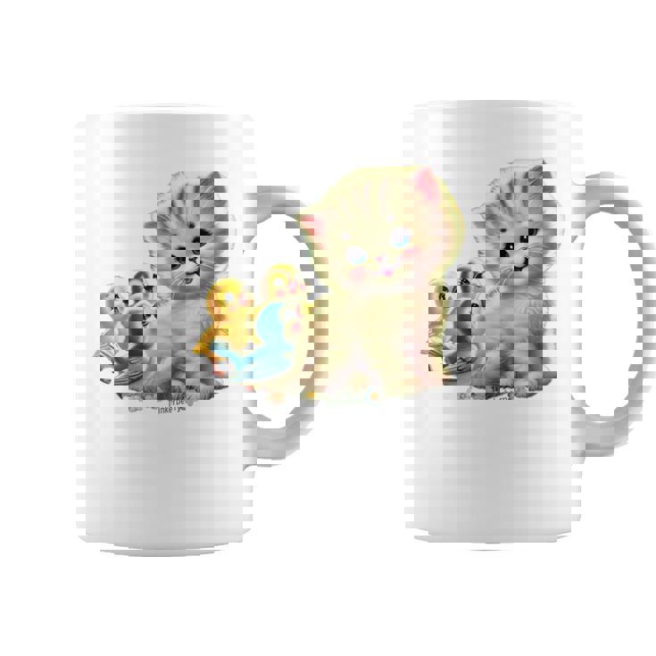 Kitten With Happy Little Birds コーヒーマグ