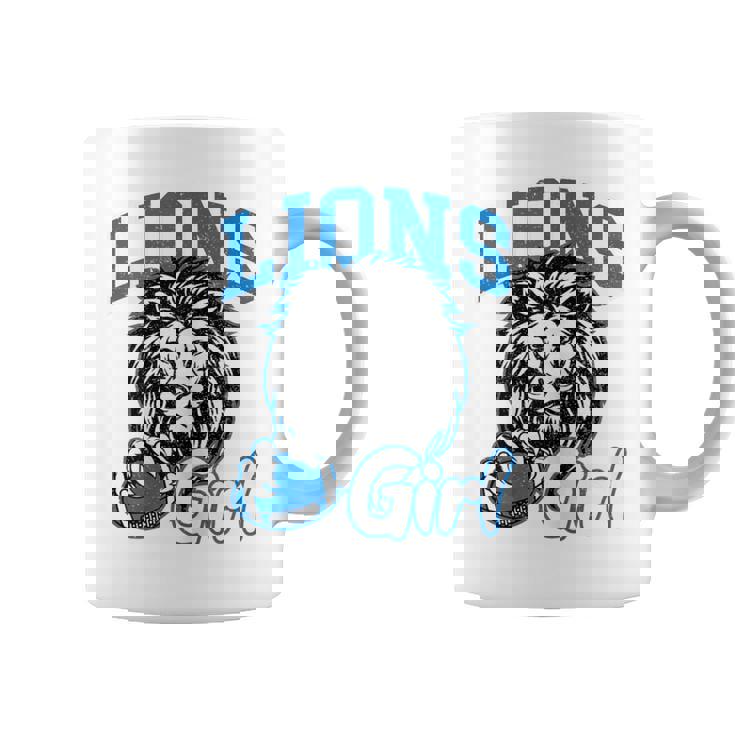 Lions Girl Messy Bun Sports Fan Team Coffee Mug