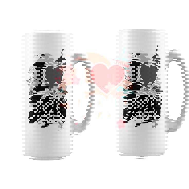 I Love Japan 桜 桜 日本の富士山 寺院 コーヒーマグ