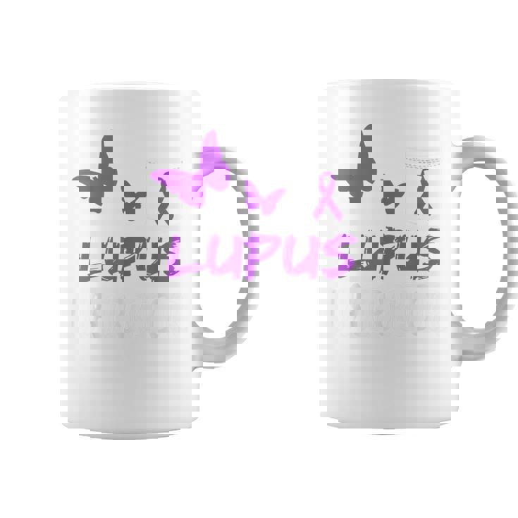 Lupus Warrior パープルバタフライ&リボン ポケット付き コーヒーマグ
