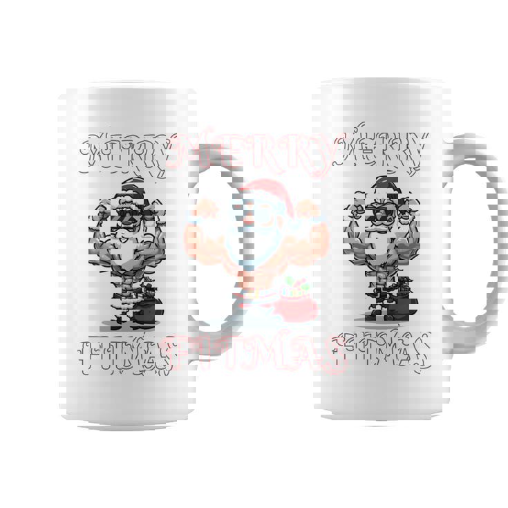 Merry Fitmas クリスマス フィットネス アグリークリスマス スウール サンタ 長袖tシャツ コーヒーマグ