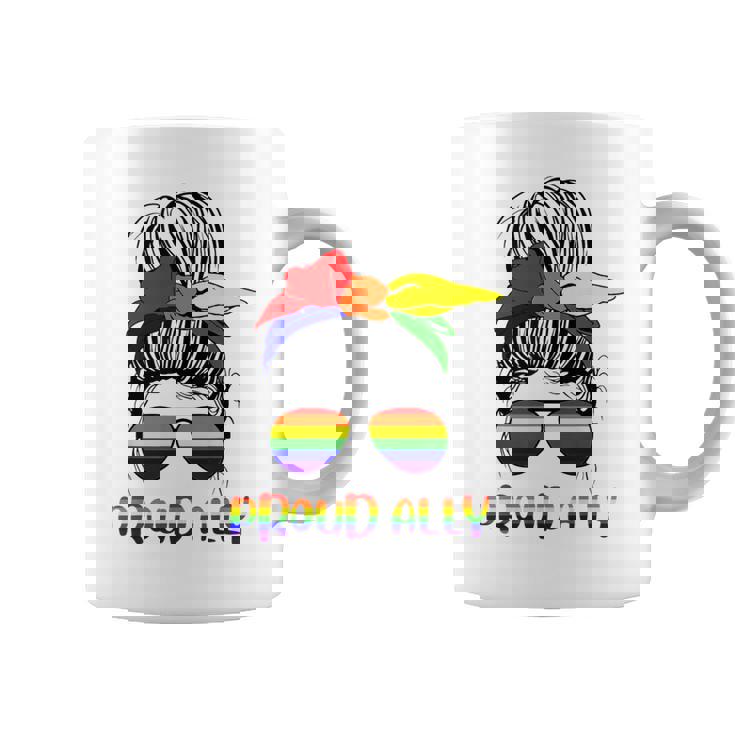 Messy Bun Proud Ally Pride Flag Love Lgbt レインボー サングラス コーヒーマグ