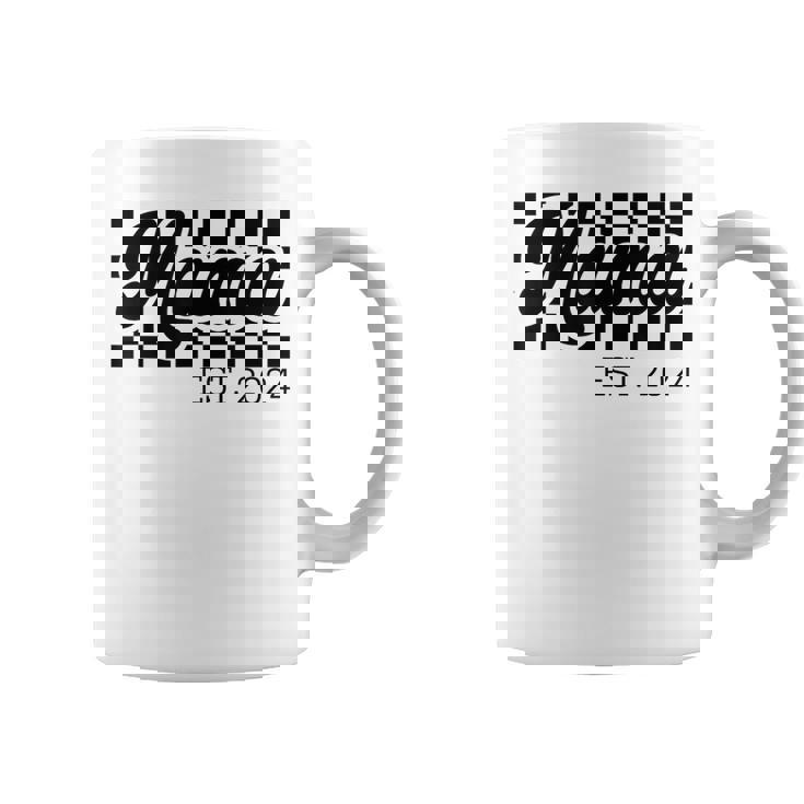 For New Mom Retro Checkered Mama Est 2024 Coffee Mug