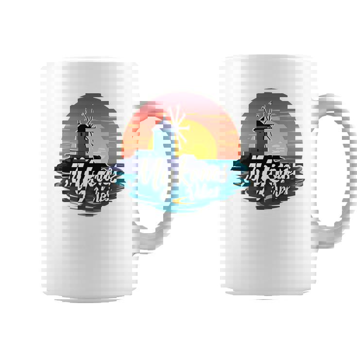 Mykonosibes ヴィンテージ 夕日 ギリシャの島 ギリシャ お土産 長袖tシャツ コーヒーマグ