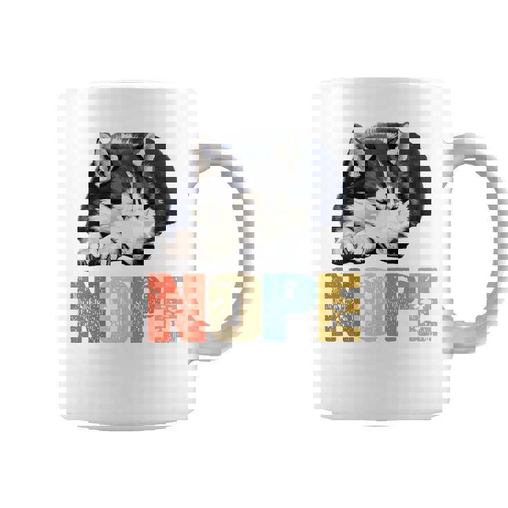 Nope 眠るシベリアンハスキーデザイン 長袖tシャツ コーヒーマグ