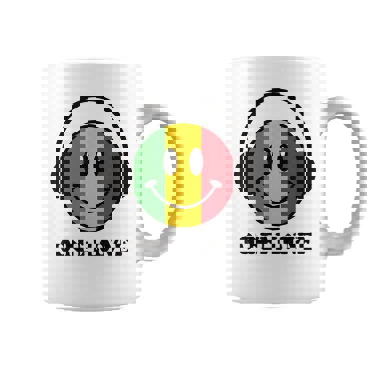 One Love ラスタ レゲエ 音楽 ヘッドホン スマイルフェイス ラスタファリ コーヒーマグ