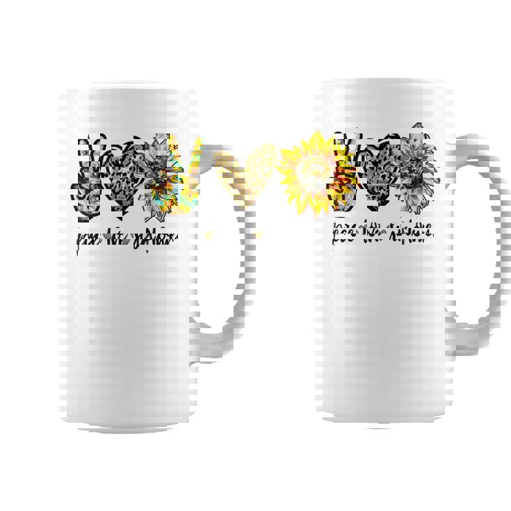 Peace Love サンシャイン ヒッピー ひまわり ヒマワリ 恋人へのギフト コーヒーマグ