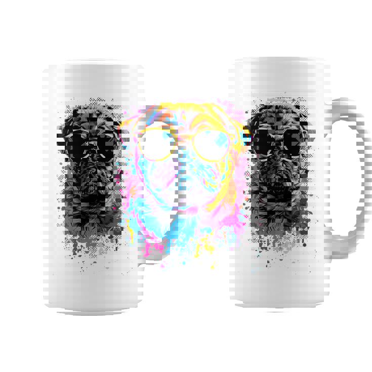 Pug Dog Lovers カラフル ポップアート パグ 長袖tシャツ コーヒーマグ