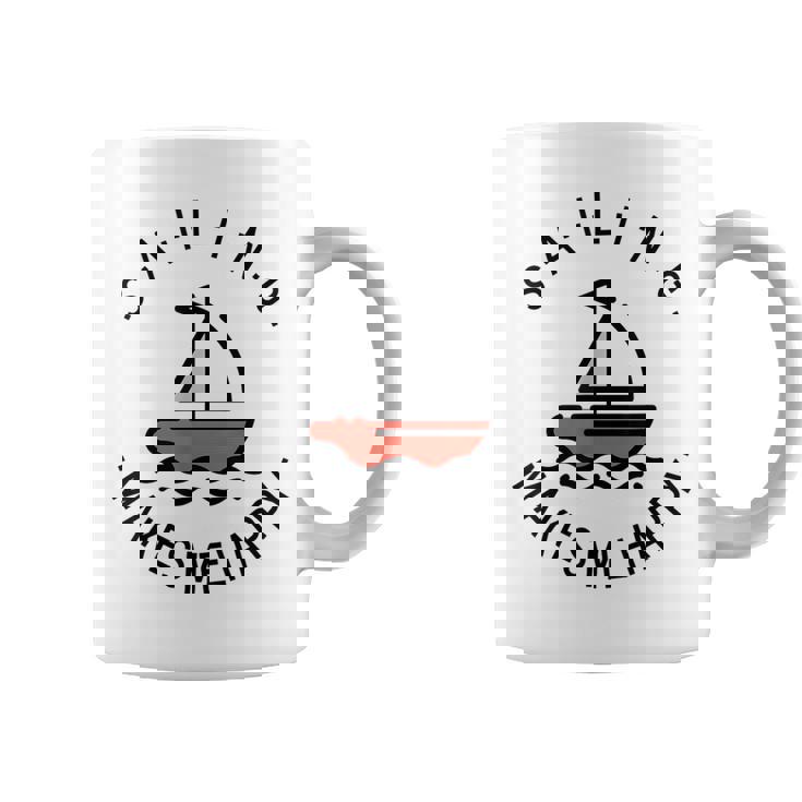 Sailing Makes Me Happy レッド ヨット コーヒーマグ