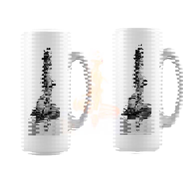 Sexy Girl グラフィックtシャツ セクシー「バッドキティ」ピンナップガール カットアウト。 コーヒーマグ