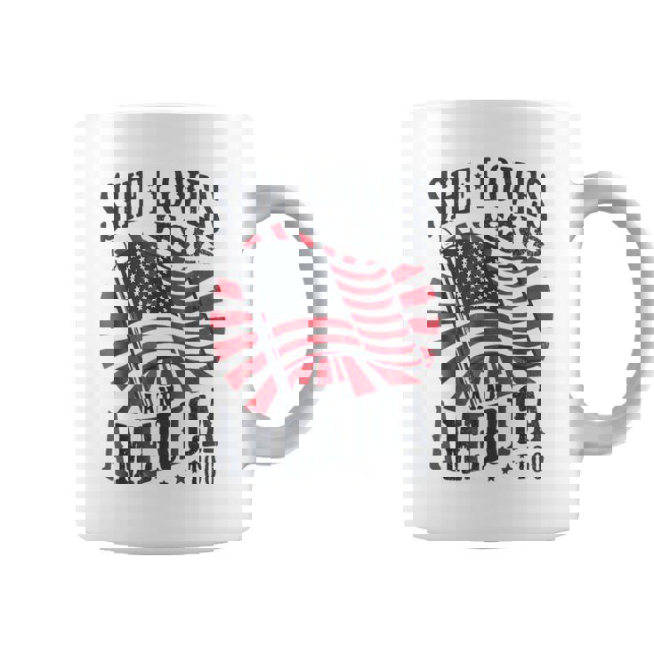She Loves Jesus And America Too Usa Flag 4Th Of July Coffee Mug