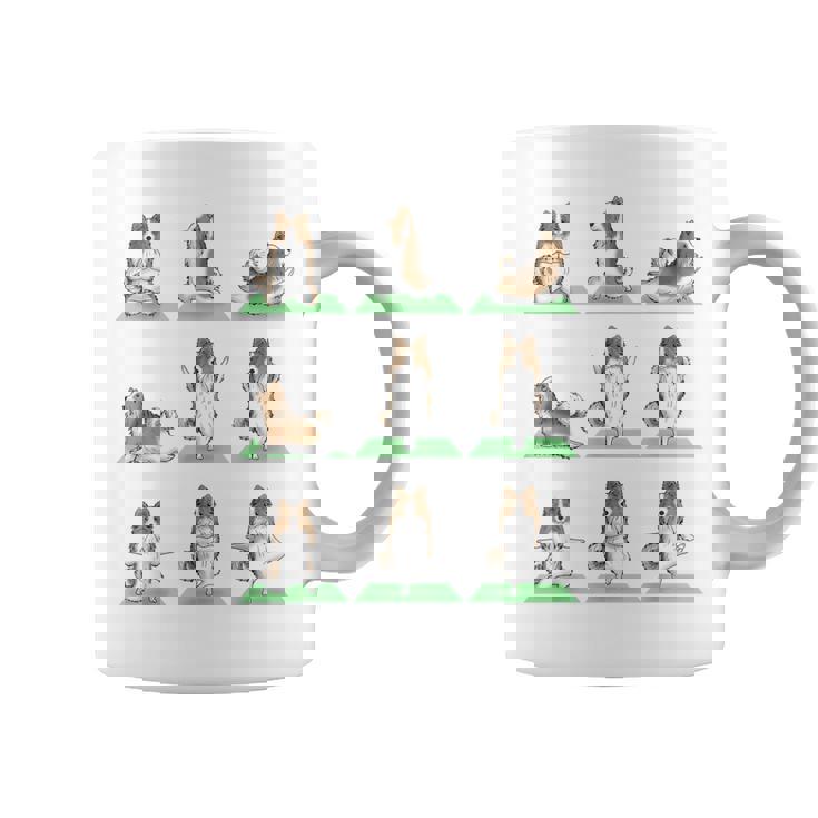 Shetland シープドッグ シェルティ 犬 ヨガ ポーズ ワークアウト エクササイズ コーヒーマグ