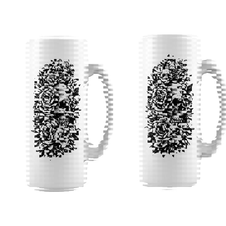 Skull Flower Rad Rock N Roll Graphic Retro コーヒーマグ