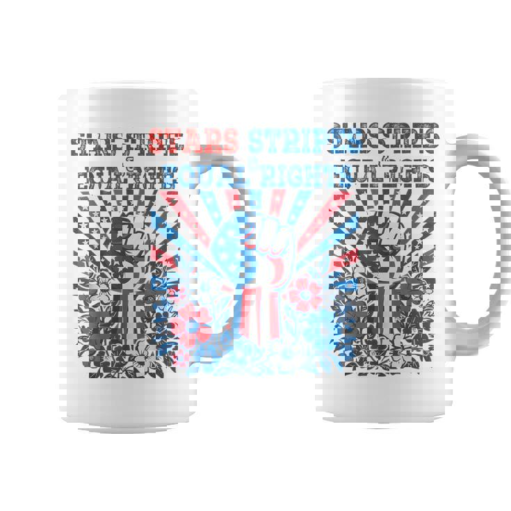 Stars Stripes And Equal Rights 4Th Of July Feminist Floral Coffee Mug