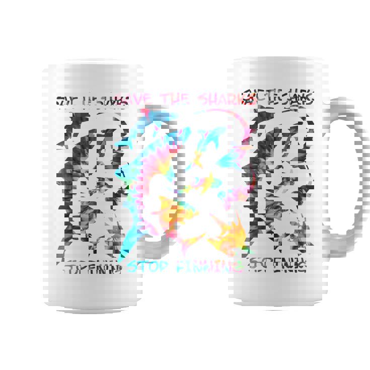 Stop Finning ジンベエザメ シュモクザメサメの種類タイダイ 長袖tシャツ コーヒーマグ