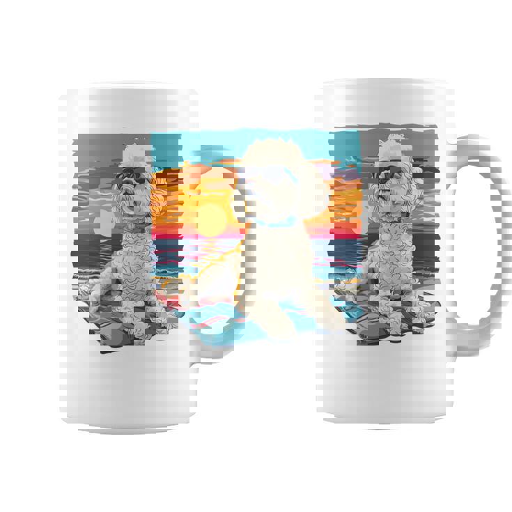 Sunny Day Doggy グラフィックデザイン ビーチレディ 子犬 長袖tシャツ コーヒーマグ