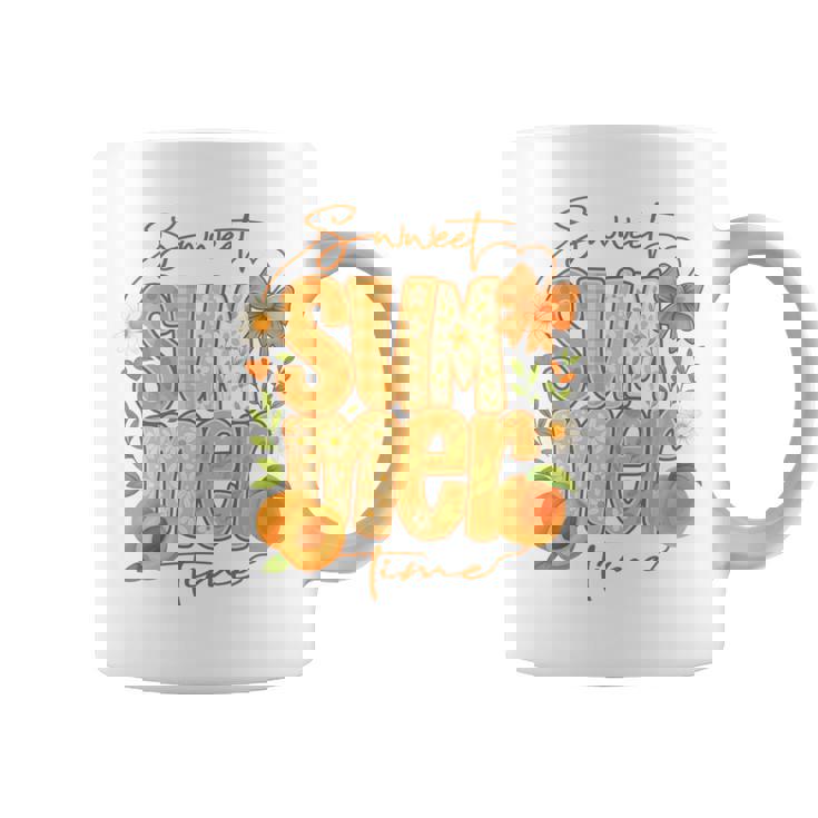 Sweetummer Time 鮮やかなフローラルピーチ 長袖tシャツ コーヒーマグ