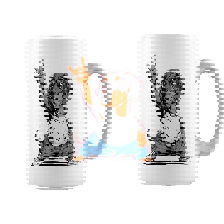 Teckel ロックミュージック 男性 子供 女性 ソーセージ 犬 ダックスフンド コーヒーマグ