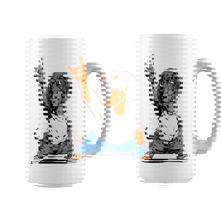 Teckel ロックミュージック 男性 子供 女性 ソーセージ 犬 ダックスフンド 長袖tシャツ コーヒーマグ