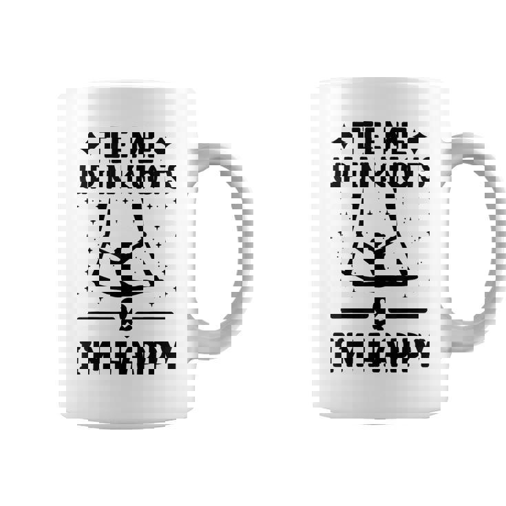 Tie Me Up In Knots & I'm Happy エアリアル ヨガ 体操選手 エアリスト コーヒーマグ