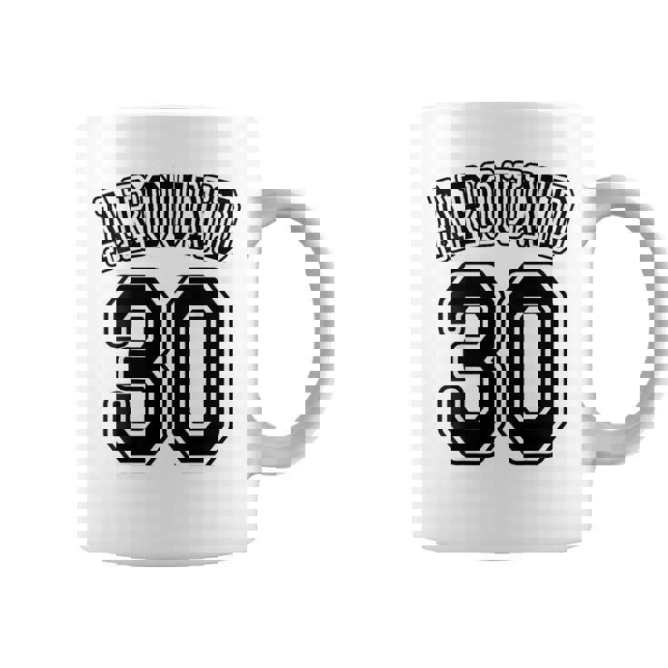 【バックプリント・背中側】Around 30 アラサー（三十歳 30才）ユニフォーム風 30代 誕生日プレゼント 面白 コーヒーマグ