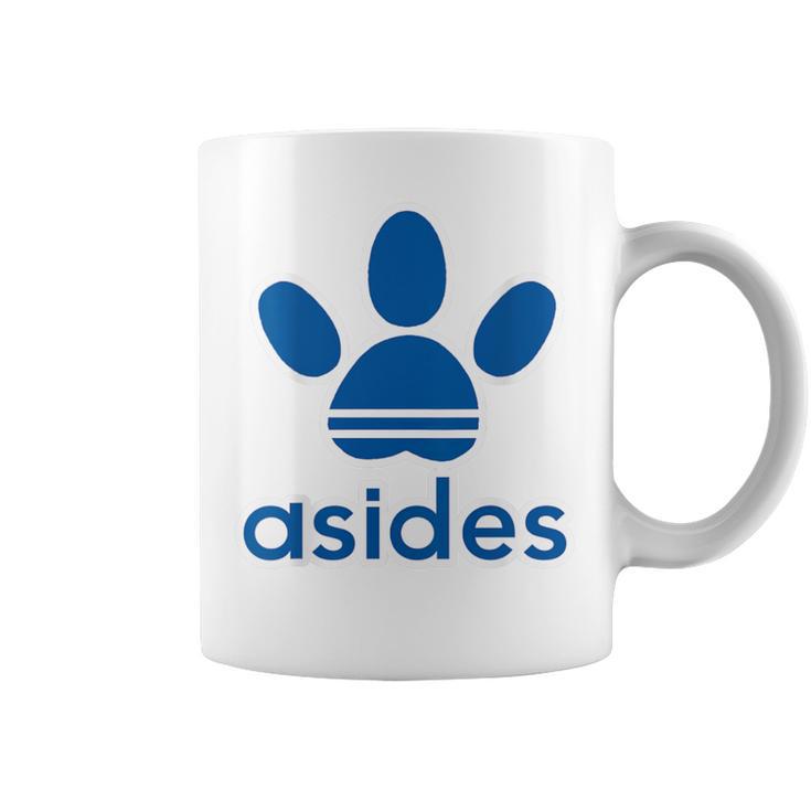 【バックプリント・背中側】Asides アシデス 足です。肉球です。【変なtシャツ屋】スポーツ ブランド パロディ 面白 コーヒーマグ