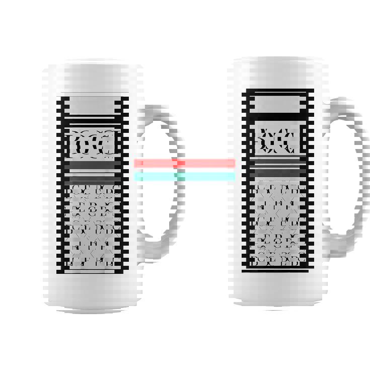 【バックプリント・背中側】Bocci ぼっち ロゴ 総柄 イタリア国旗風【変なtシャツ】陰キャ ブランド パロディ 面白 コーヒーマグ