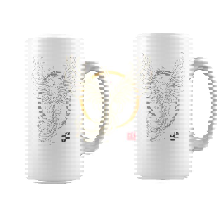 【背中側デザイン】日本文化 鳳凰デザイン 幸運を願うお守り 長袖tシャツ コーヒーマグ