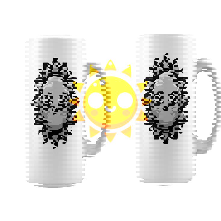 かわいい 漫画 太陽 放射 オレンジ イエロー 愛らしい コーヒーマグ