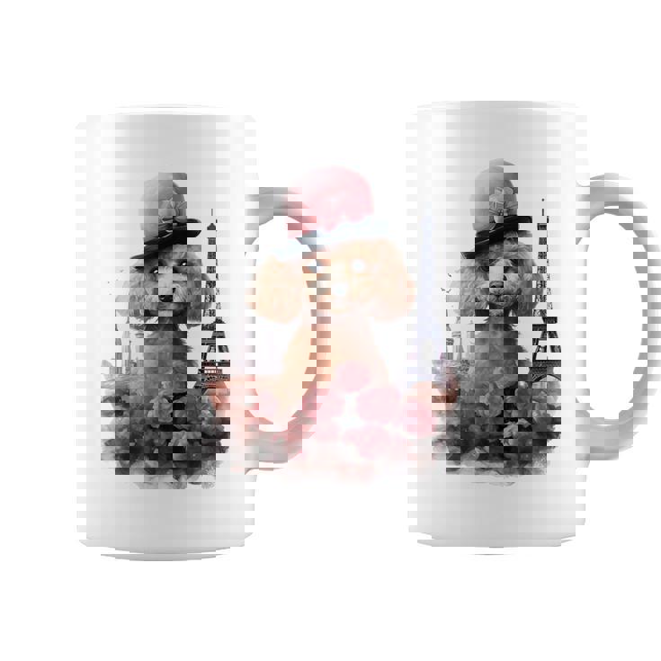 かわいいフレンチパリエッフェル塔トイプードル パリジャンプードル コーヒーマグ