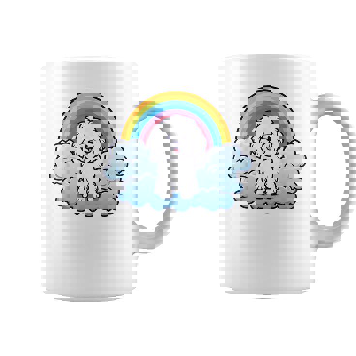 かわいいボロネーゼ犬 レインボークラウド カラフル カワイイ 子犬好き コーヒーマグ