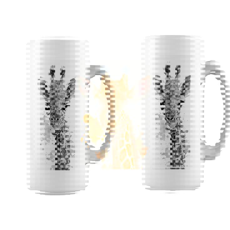 かわいい水彩画 キリン 赤ちゃん 美的 動物 アート 絵画 長袖tシャツ コーヒーマグ