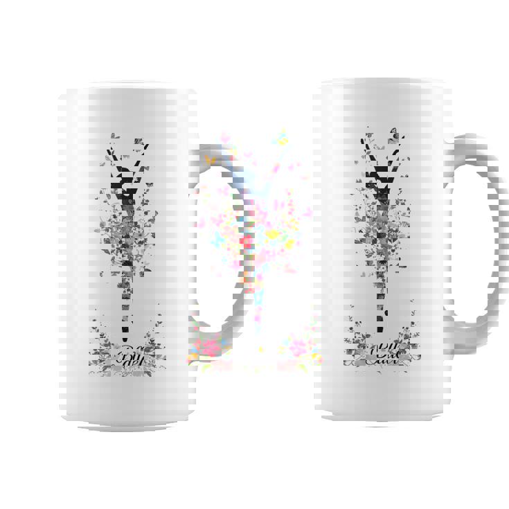 かわいい花柄バレリーナ 春の花 バレエダンサー コーヒーマグ