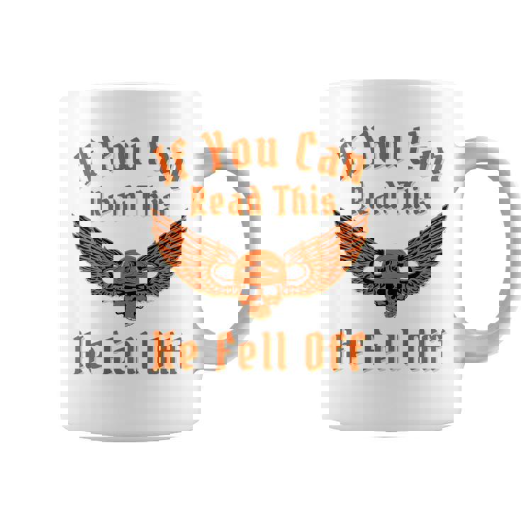 これを読めば、彼はバイカー向けのダークユーモアサインから落ちた コーヒーマグ