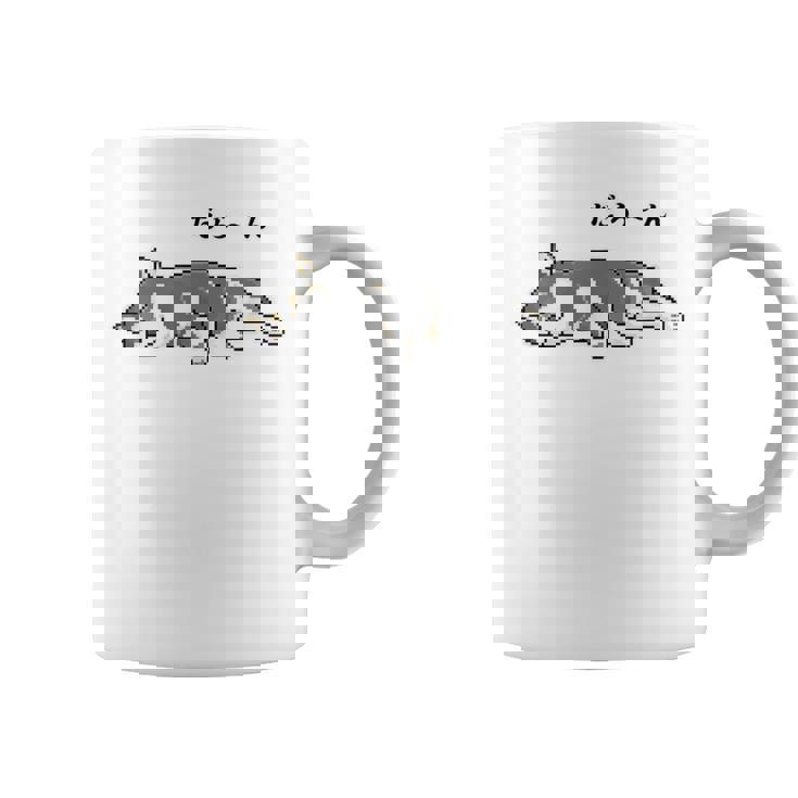 だらーんとくつろいでいる黒柴 柴犬のドット絵 コーヒーマグ