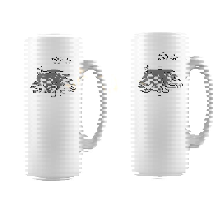 だらーんとくつろいでいる黒柴 柴犬のドット絵 長袖tシャツ コーヒーマグ